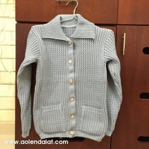 Áo Đan Tay Kẻ Ô Xám Tro