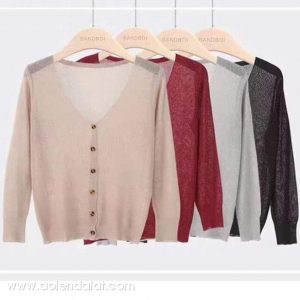 Áo khoác len cardigan cổ tim len lưới cho nữ