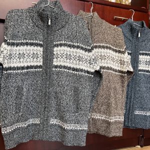 Áo len nam dây kéo có họa tiết