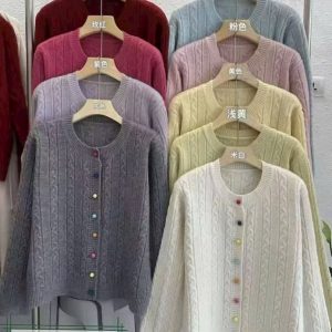 Áo len dệt mỏng cổ tròn