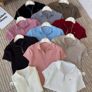 Áo len cổ polo tay ngắn